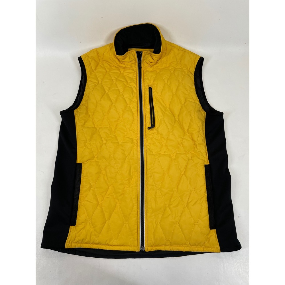 Victorinox Swiss Army Mens Quilted Vest Yellow Black Stretch Side Panels Size M